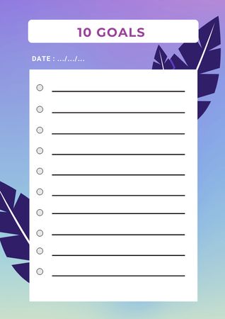 Goals Planner with Leaves Schedule Planner Design Template