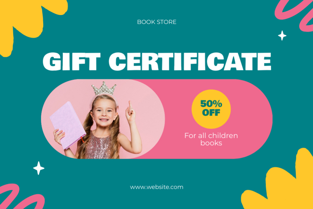 Platilla de diseño Back to Discount Gift Voucher for All Children's Books Gift Certificate