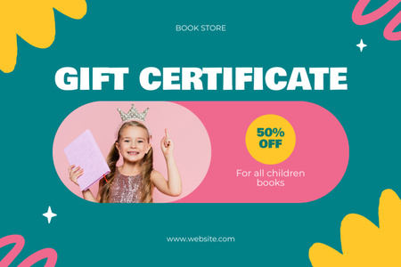 Zpět na Slevový dárkový poukaz na všechny dětské knihy Gift Certificate Šablona návrhu