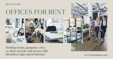 Meeting Room And Offices For Rent Facebook AD Design Template