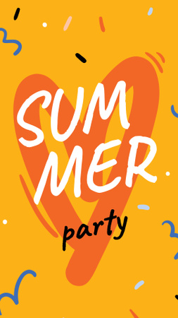 Summer Party Announcement with Orange Heart Instagram Story Design Template