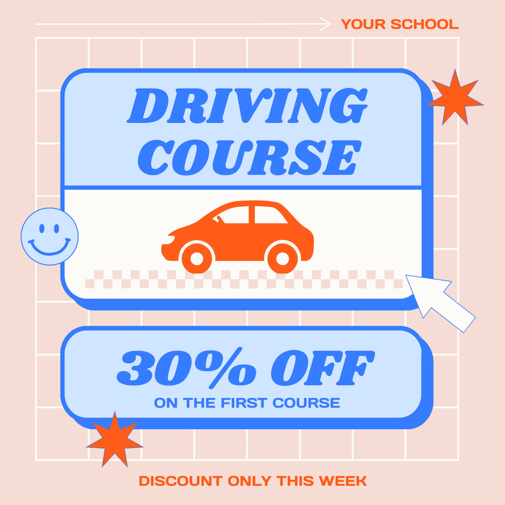 Expert Driving Course With Discount For Week Instagram ADデザインテンプレート