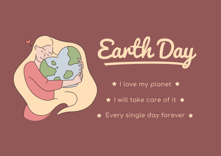 Earth Day Announcement with Girl hugging Planet Poster B2 Horizontal Design Template