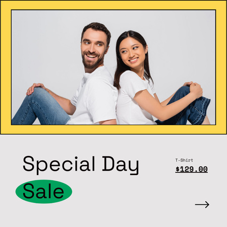 Couple Posing for Special Day Fashion Sale Instagram Design Template