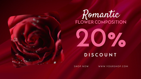 Romantikus virágkompozíció rózsával és kedvezménnyel Full HD video tervezősablon