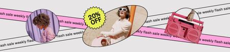 Discount Offer with Stylish Girl Ebay Store Billboard Design Template