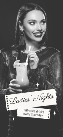Plantilla de diseño de Descuento en bebidas con cóctel femenino sonriente Snapchat Geofilter 