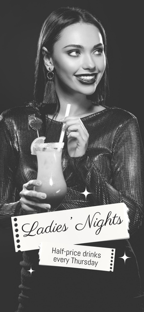 Plantilla de diseño de Discount On Drinks With Smiling Female Holding Cocktail Snapchat Geofilter 