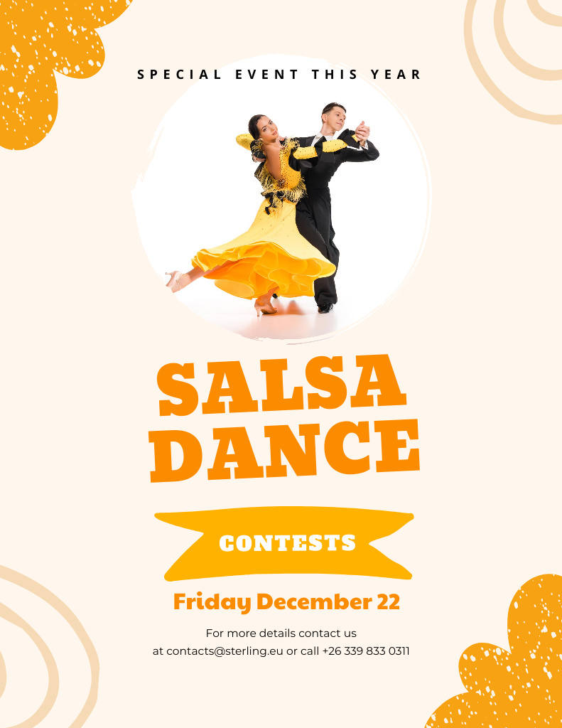 Lovely Salsa Dance Special Contest Announcement Flyer 8.5x11inデザインテンプレート