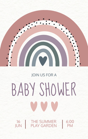 Ontwerpsjabloon van Invitation 4.6x7.2in van Baby Shower Holiday Announcement with Rainbow Illustration