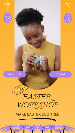 Designvorlage Painting Eggs For Easter Workshop Announcement für Instagram Video Story