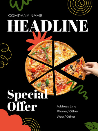 New Pizzeria Ad with Delicious Pizza Poster US Modelo de Design