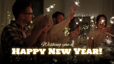 Ζεστά συγχαρητήρια για το νέο έτος με την οικογένεια και τα βεγγαλικά Full HD video Πρότυπο σχεδίασης
