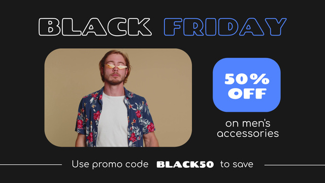 Black Friday Sales with Cheerful Guy holding Shopping Bags Full HD video Design Template
