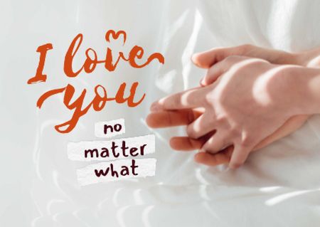 Cute Love Phrase with Couple holding Hands Card Modelo de Design