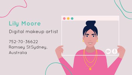 Digital Makeup Artist Service Offer Business Card US Design Template