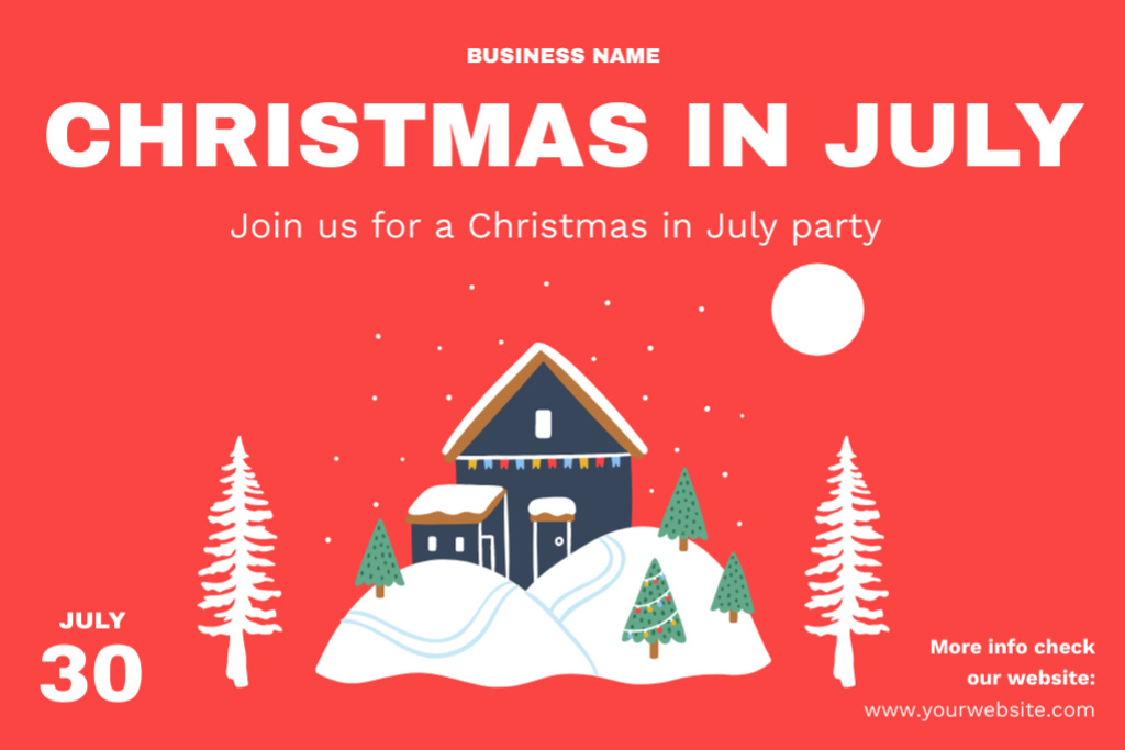 Joyful Experience the Joy of Christmas in July Flyer 4x6in Horizontal Design Template