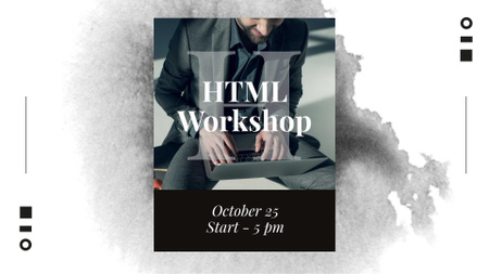 Ontwerpsjabloon van FB event cover van HTML Workshop Announcement with Programmer