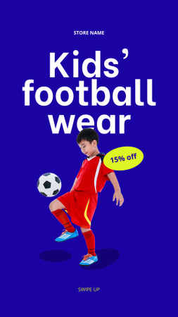 Oferta de venda de roupas de futebol infantil Instagram Story Modelo de Design