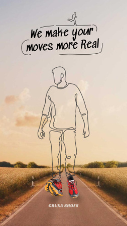 Silhouette of Man Walking in comfortable Sneakers Instagram Video Story Design Template