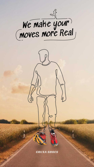 Silhouette of Man Walking in comfortable Sneakers Instagram Video Story – шаблон для дизайна