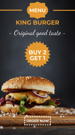 Cafe Ad with Tasty Burger Instagram Story Design Template