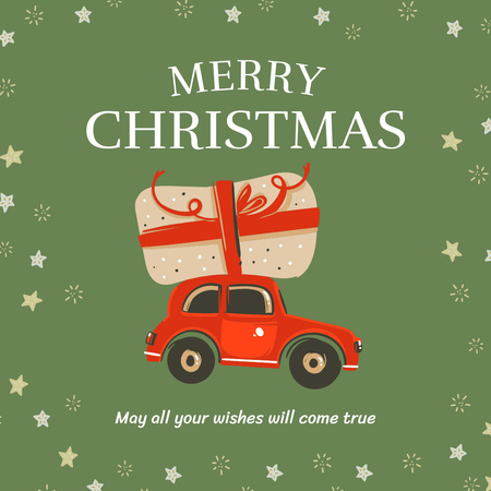 Ontwerpsjabloon van Instagram van leuke kerstgroet met cadeau op de auto
