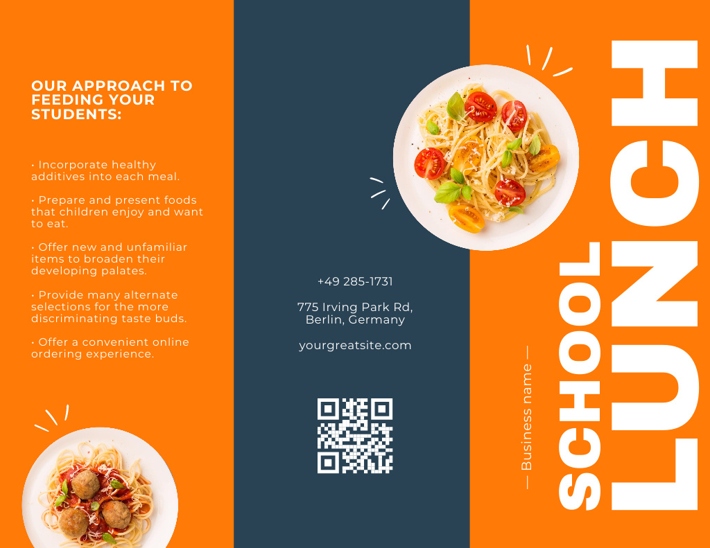 Delicious School Lunch with Plate Brochure 8.5x11in Tasarım Şablonu