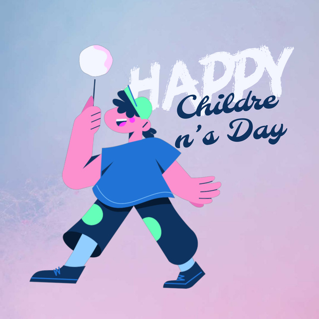 Ontwerpsjabloon van Animated Post van Happy kid with candy on Children's Day