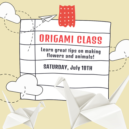 Ontwerpsjabloon van Instagram van Aankondiging origamiklassen