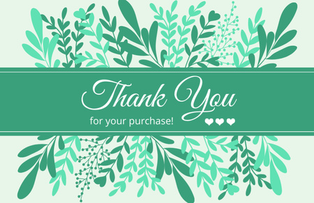 Thank You Phrase with Plain Green Leaves and Branches Thank You Card 5.5x8.5in – шаблон для дизайна