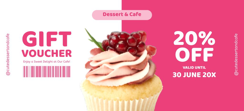 Berry Cake Discount Voucher on Pink Coupon 3.75x8.25in Tasarım Şablonu