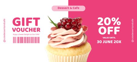 Template di design Buono sconto torta Berry su rosa Coupon 3.75x8.25in