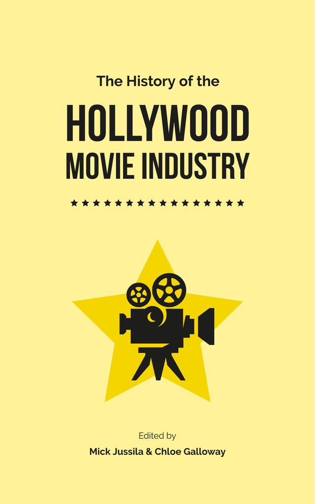 Hollywood Movie Industry History with Vintage Film Projector Book Cover Šablona návrhu