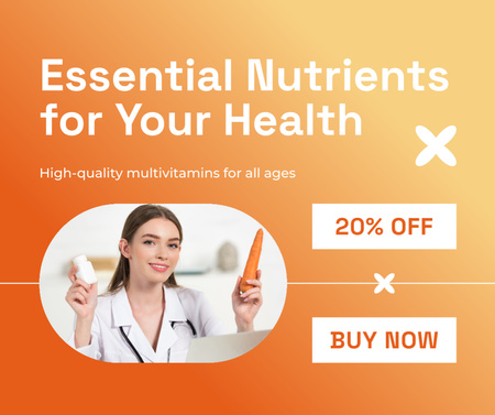 Designvorlage Essential Nutrients for Heart Ad with Discount für Facebook