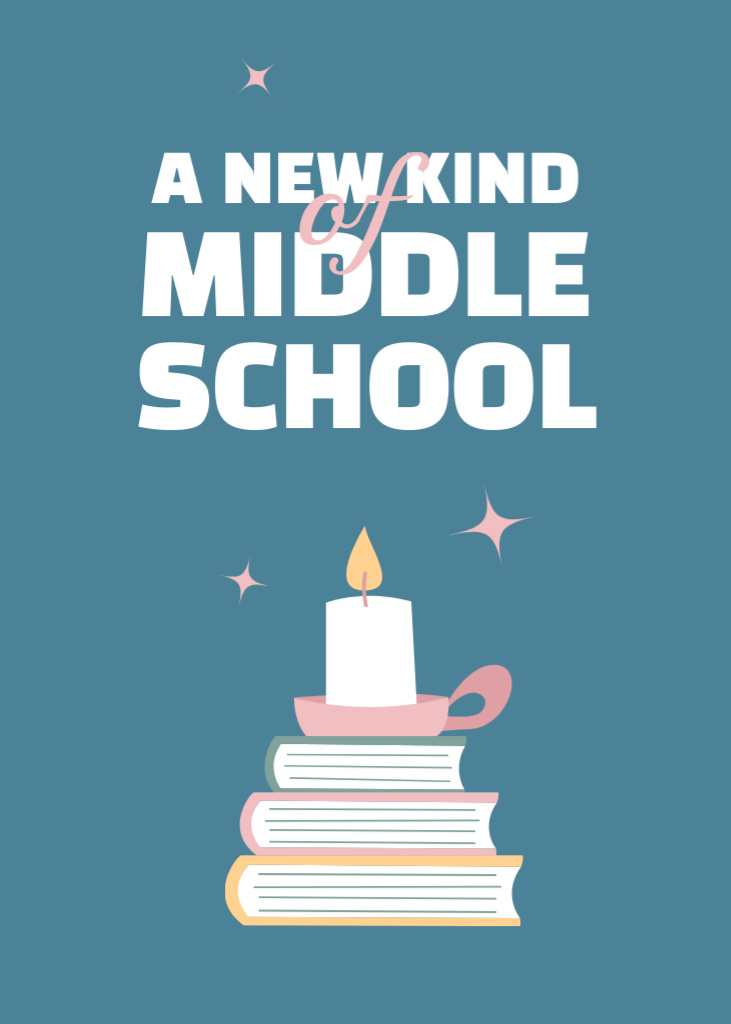 New Middle School Ad Blue Postcard 5x7in Vertical Design Template