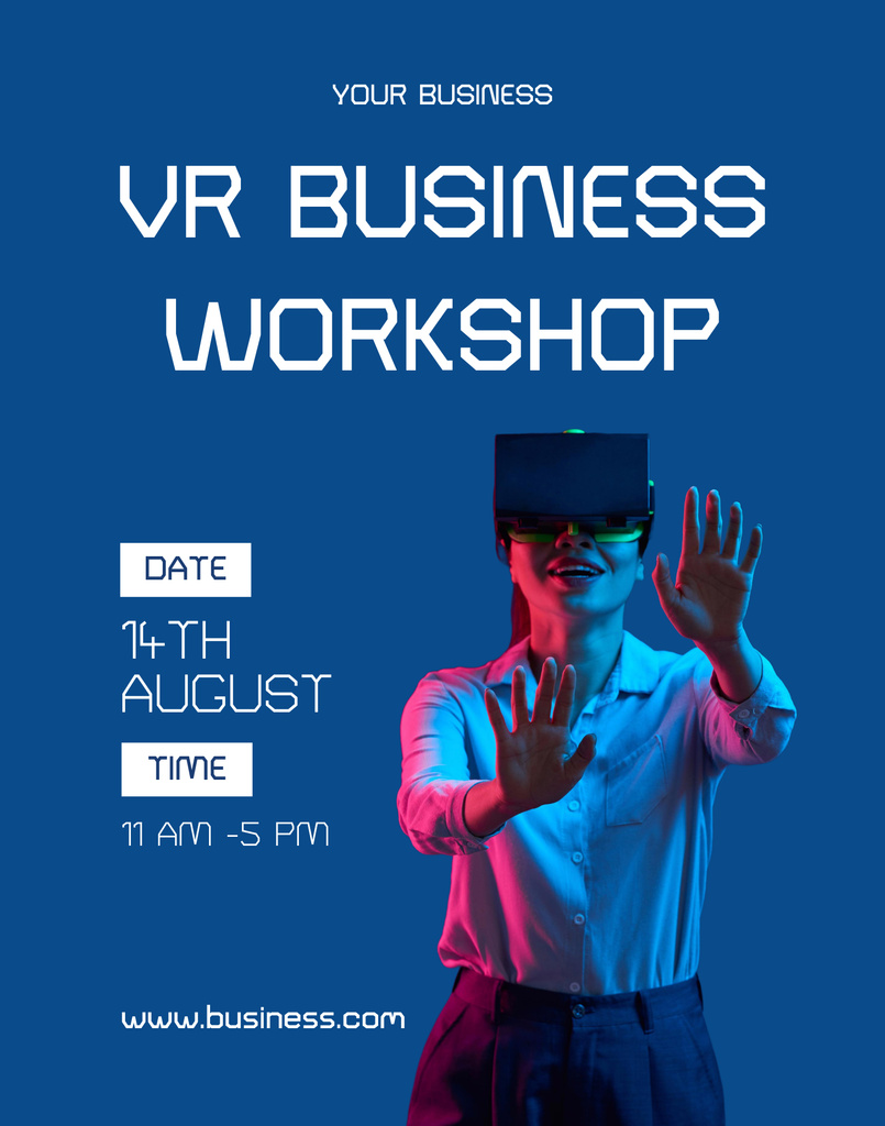 VR Business Workshop Announcement Poster 22x28in Šablona návrhu