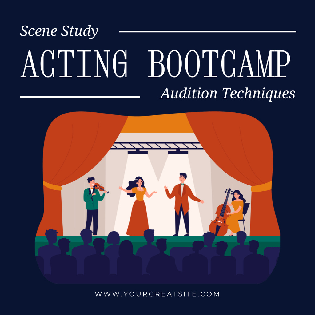 Stage Study and Audition Techniques at Bootcamp Instagram AD Πρότυπο σχεδίασης