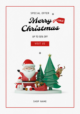 Christmas Discount For Gifts Under Tree Postcard A5 Vertical Design Template