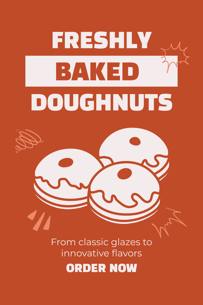 Ontwerpsjabloon van Pinterest van Freshly Baked Donuts Ad in Brown