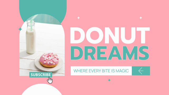 Designvorlage Blog about Doughnuts Ad in Pink für Youtube Thumbnail