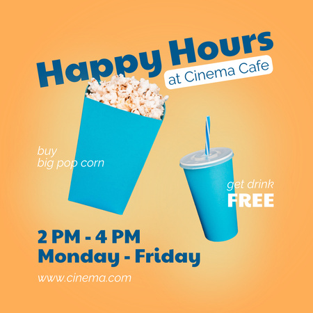 Happy Hours Announcement at Cinema Instagram Design Template
