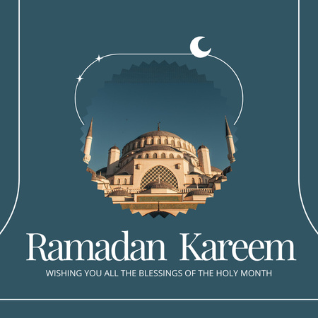 Oznámení o svatém měsíci ramadánu v modré barvě Instagram Šablona návrhu