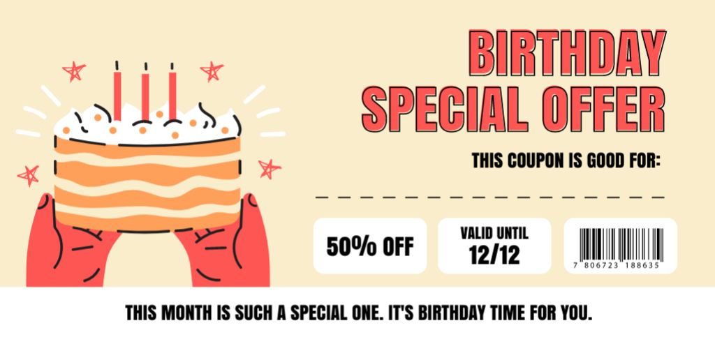 Birthday Special Offers Voucher Coupon Din Largeデザインテンプレート