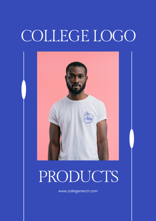 College Apparel and Merchandise with Black Guy Poster Design Template