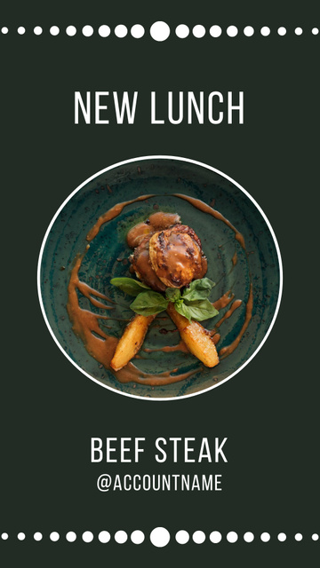 Lunch offer with Delicious Beef Steak Instagram Story Modelo de Design