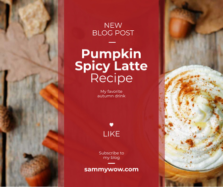 Pumpkin spice latte recipe Facebook Design Template