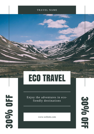 Eco Travel Offer with Highlands Landscape Poster Design Template