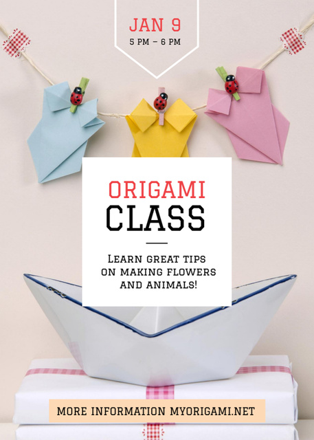 Origami Classes Offer with Paper Garland Invitation Tasarım Şablonu