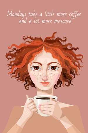 Woman holding Cup of Coffee Pinterest Design Template